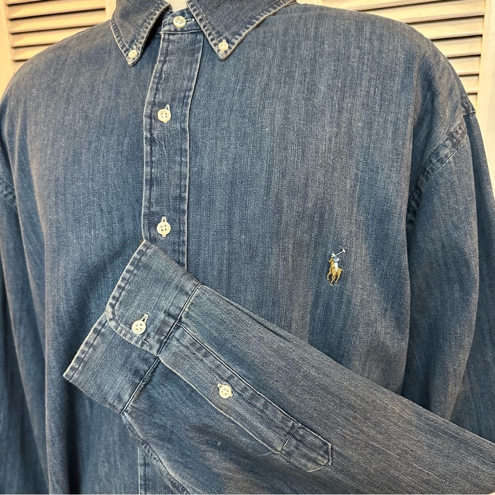 RALPH LAUREN Size 3XL TALL Denim Long Sleeve - Picture 2 of 7